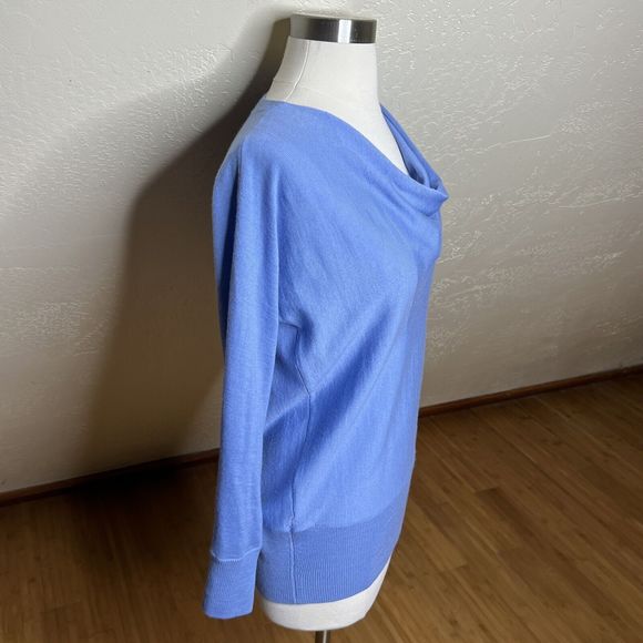 3/$30 Talbots Pullover Sweater Womens SP Blue Pure Merino Wool Draped Neckline - Picture 3 of 8